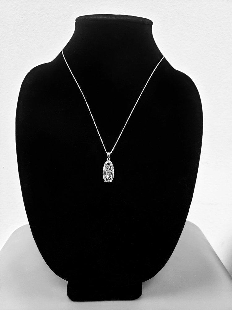 Sterling Silver Our Lady of Guadalupe Virgin Mary Pendant Necklace Karma Blingz