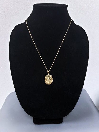Gold Lion Face DC Pendant Necklace (10k, 14k, yellow, white, rose gold) Karma Blingz