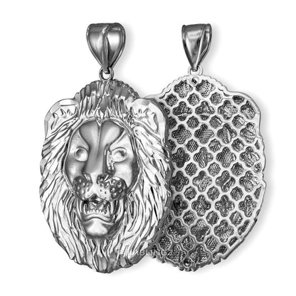 Sterling Silver Lion Face DC Pendant Necklace Karma Blingz