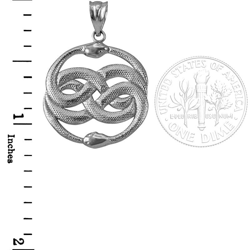 Sterling Silver Double Infinity Ouroboros Snakes Pendant Necklace Karma Blingz