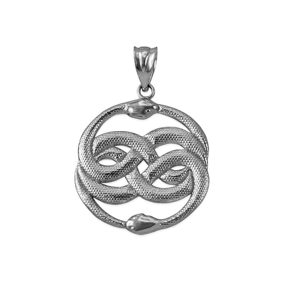 Sterling Silver Double Infinity Ouroboros Snakes Pendant Necklace Karma Blingz