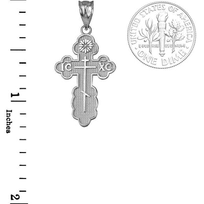 Gold Eastern Orthodox St. Olga Cross Pendant Necklace (yellow, white, rose, 2-tone gold, 10K, 14K) Karma Blingz