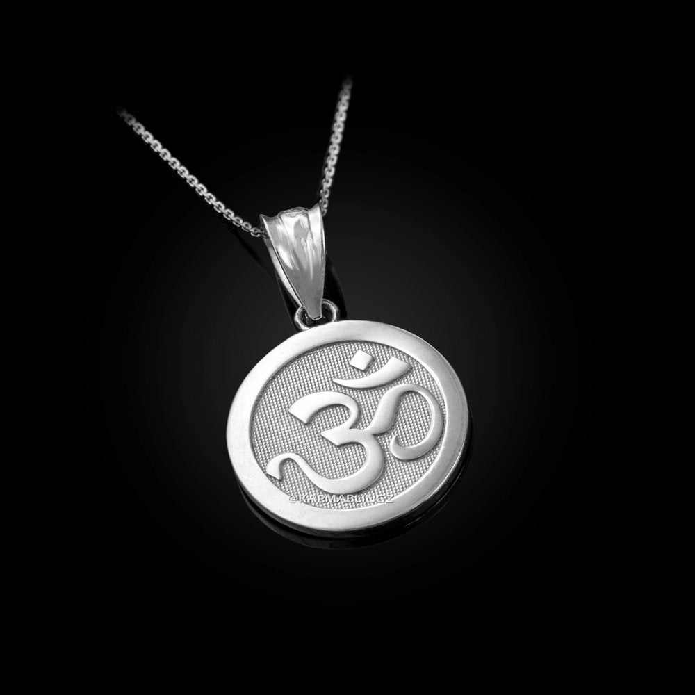 Sterling Silver Om Yoga Medallion Charm Necklace Karma Blingz