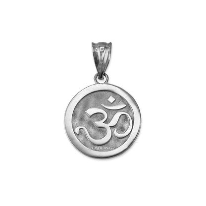Sterling Silver Om Yoga Medallion Charm Necklace Karma Blingz
