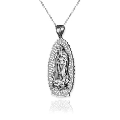 Sterling Silver Our Lady of Guadalupe Virgin Mary Pendant Necklace Karma Blingz