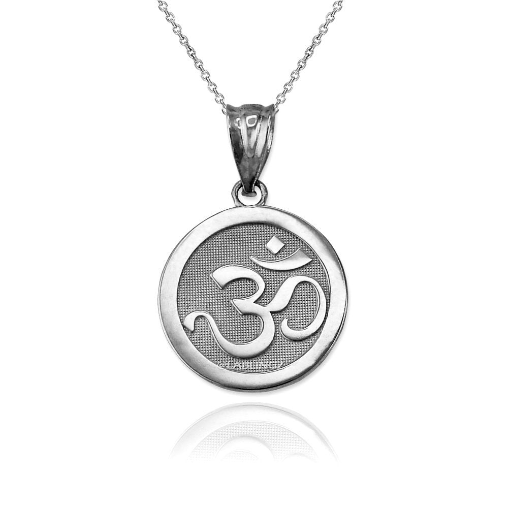 Sterling Silver Om Yoga Medallion Charm Necklace Karma Blingz