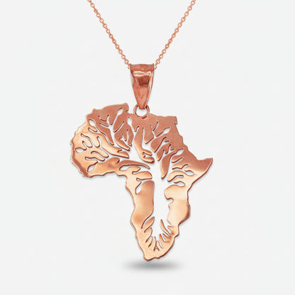 Gold Africa Tree of Life Pendant Necklace (10K, 14K, yellow, white, rose gold) Karma Blingz