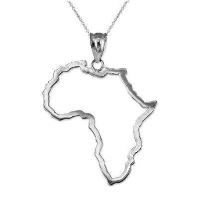 Sterling Silver Africa Continent Map Pendant Necklace Karma Blingz