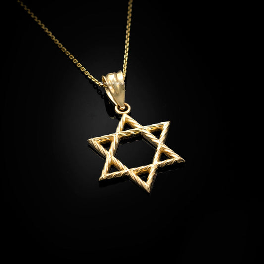 Gold Star of David Jewish Charm Necklace (10K, 14K, yellow, white, rose gold) Karma Blingz