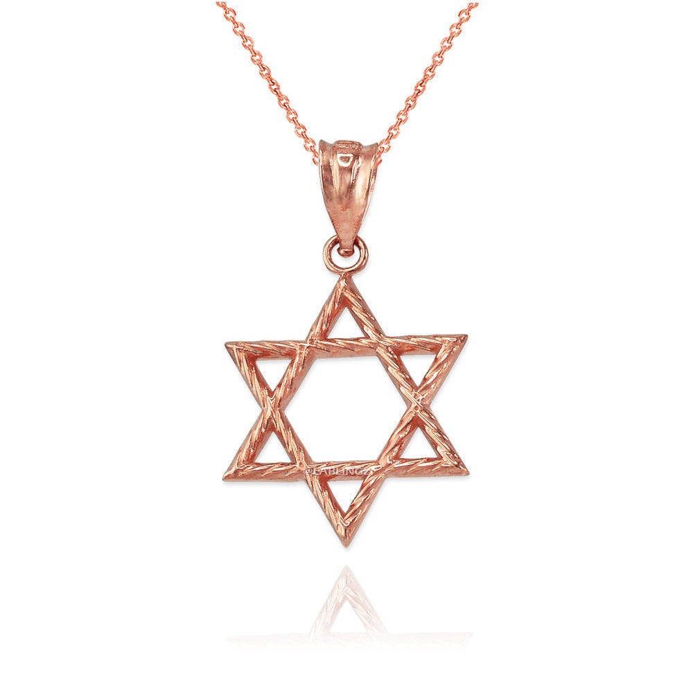 Gold Star of David Jewish Charm Necklace (10K, 14K, yellow, white, rose gold) Karma Blingz