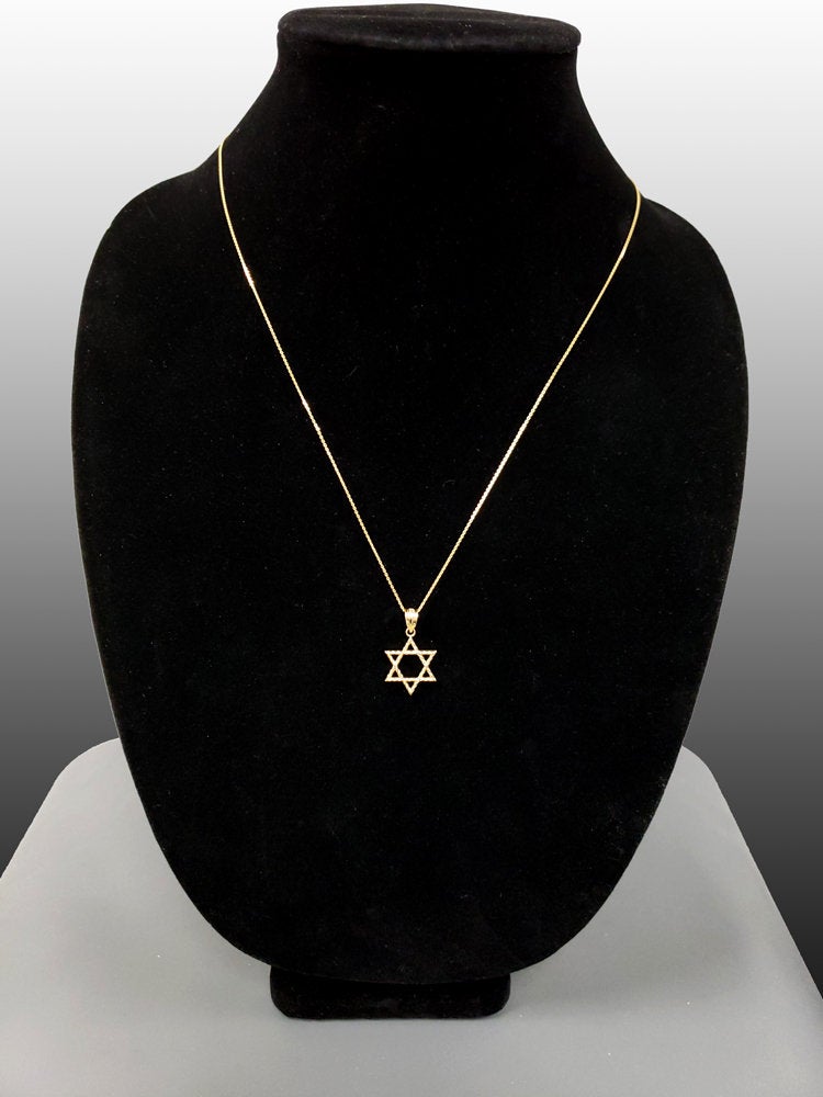 Gold Star of David Jewish Charm Necklace (10K, 14K, yellow, white, rose gold) Karma Blingz