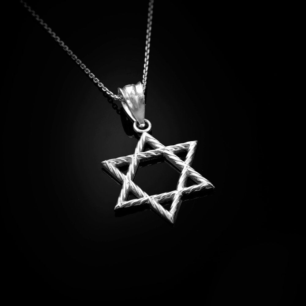 Sterling Silver Star of David Jewish Charm Necklace Karma Blingz
