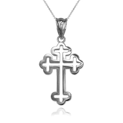 Gold Apostolic Open Cross Pendant Necklace (yellow, white, rose gold, 10K, 14K) Karma Blingz