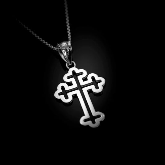 Sterling Silver Apostolic Open Cross Pendant Necklace Karma Blingz