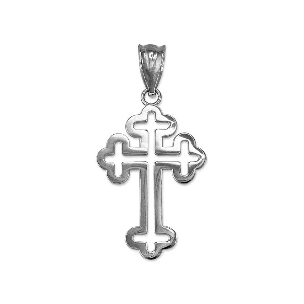 Sterling Silver Apostolic Open Cross Pendant Necklace Karma Blingz
