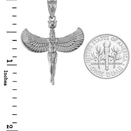 Sterling Silver Isis Egyptian Winged Goddess Pendant Necklace Karma Blingz
