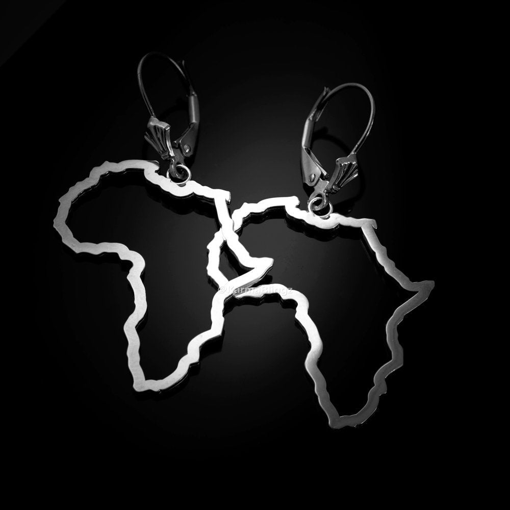 Sterling Silver Africa Map Open Design Earrings Karma Blingz