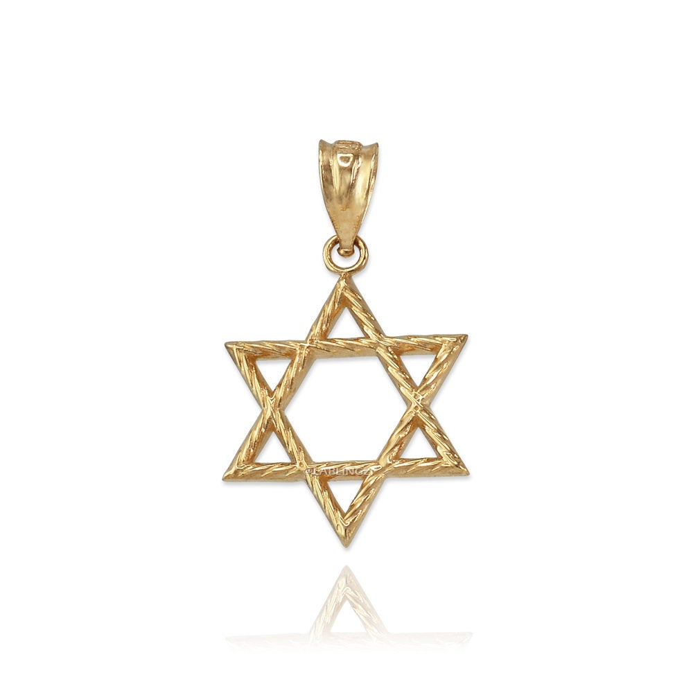 Gold Star of David Jewish Charm Necklace (10K, 14K, yellow, white, rose gold) Karma Blingz