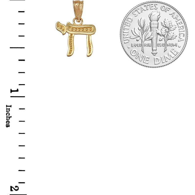 Gold Chai Jewish Charm Necklace (yellow, white, rose gold, 10K, 14K) Karma Blingz