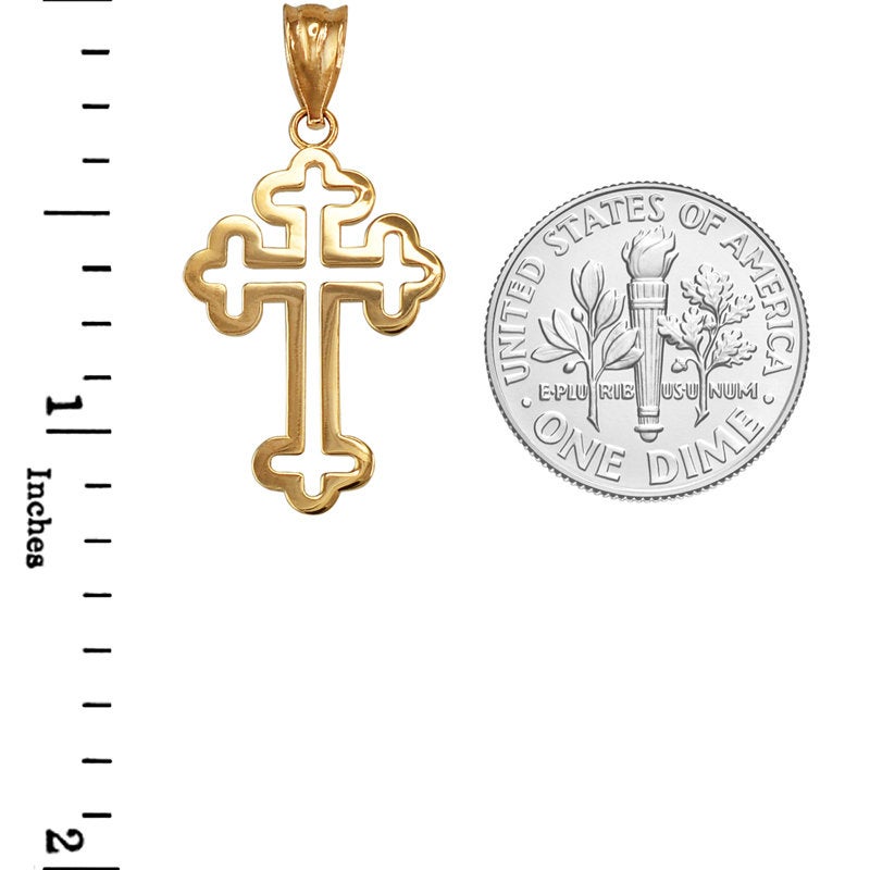Gold Apostolic Open Cross Pendant Necklace (yellow, white, rose gold, 10K, 14K) Karma Blingz