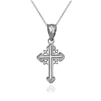 Gold Filigree Cross Charm Necklace (10K, 14K, yellow, white, rose gold) Karma Blingz