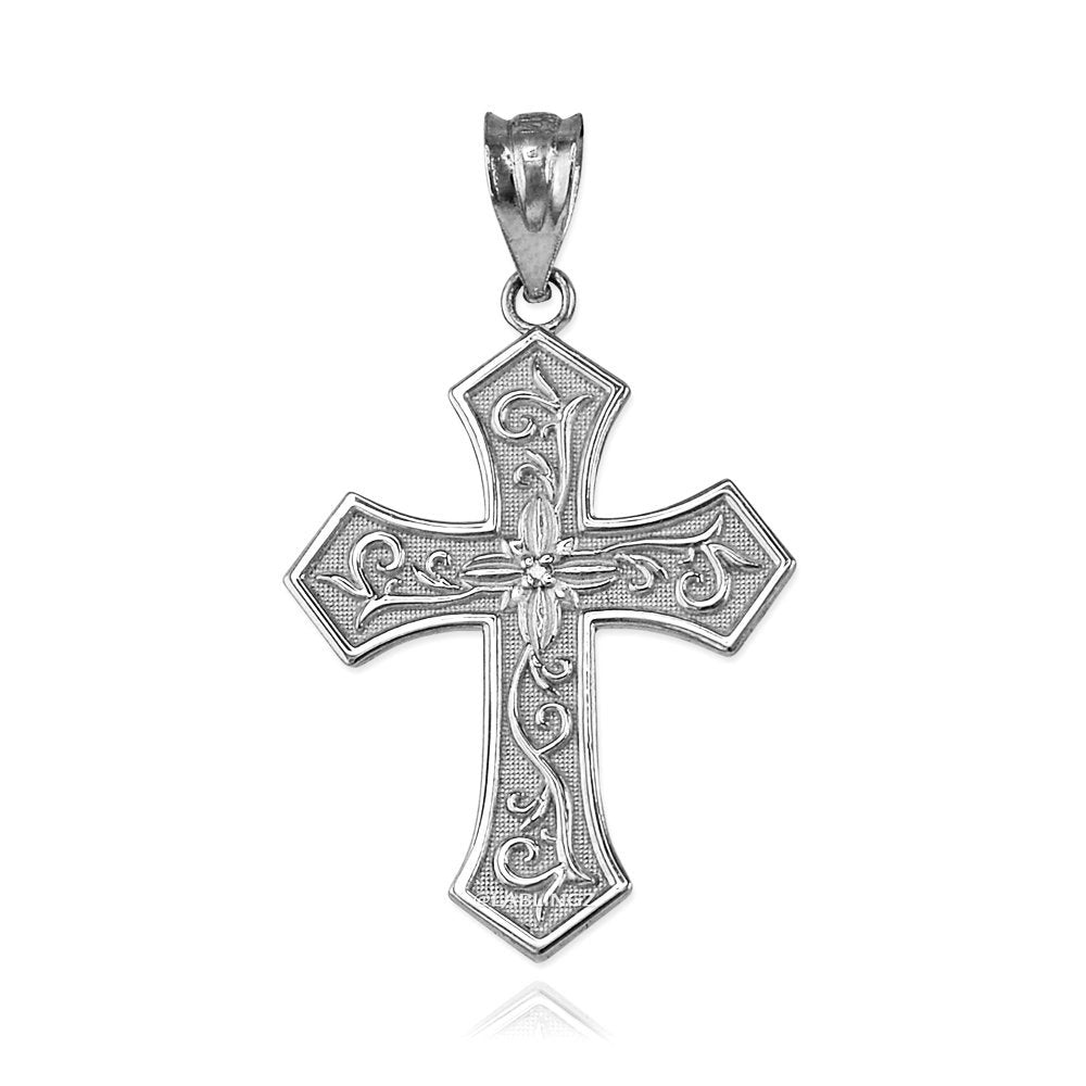 Sterling Silver Christian Passion Cross CZ Pendant Necklace Karma Blingz