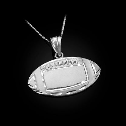 Satin Sterling Silver Football Pendant Necklace Karma Blingz
