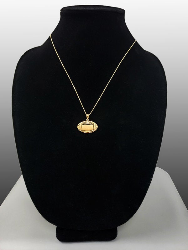 Satin Gold Football Pendant Necklace (yellow, white, rose, 14K, 10K) Karma Blingz