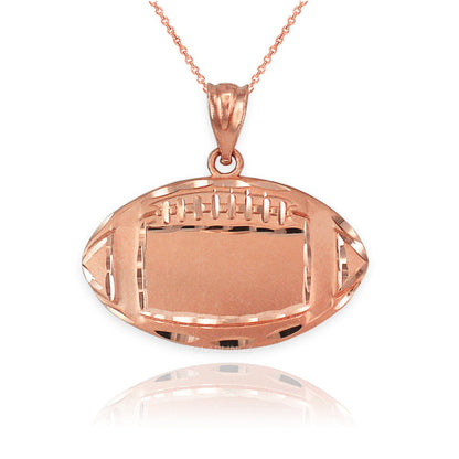 Satin Gold Football Pendant Necklace (yellow, white, rose, 14K, 10K) Karma Blingz