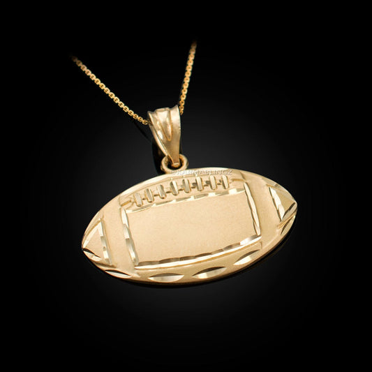 Satin Gold Football Pendant Necklace (yellow, white, rose, 14K, 10K) Karma Blingz