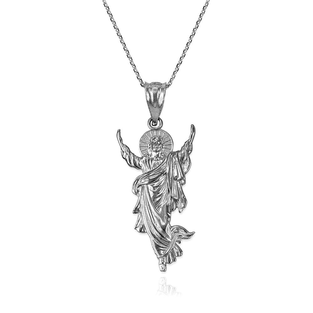 925 Silver Jesus Sagrado Corazon Laser Cut OVAL Pendant Necklace – Fran &  Co. Jewelry Inc.