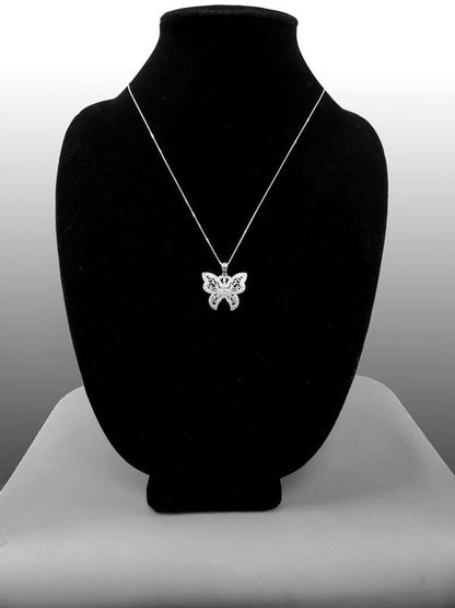 Silver Filigree Butterfly Midsize Pendant Necklace Karma Blingz