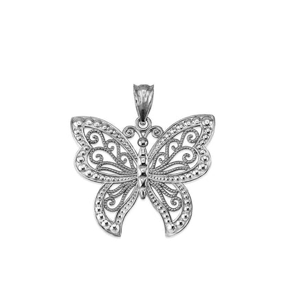 Silver Filigree Butterfly Midsize Pendant Necklace Karma Blingz