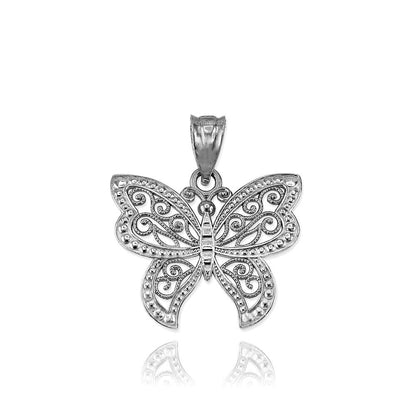 Sterling Silver Filigree Butterfly Charm Necklace Karma Blingz