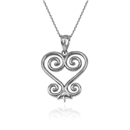 Sterling Silver African Adinkra Sankofa Heart Pendant Necklace Karma Blingz
