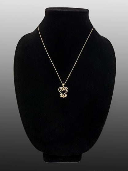 Gold African Adinkra Sankofa Heart Pendant Necklace (yellow, white, rose gold, 10K, 14K) Karma Blingz