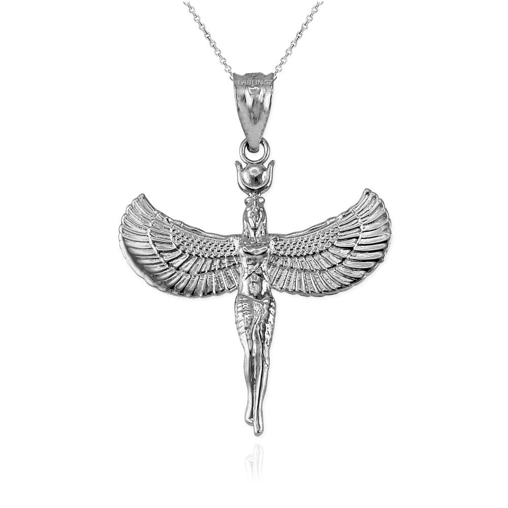 Sterling Silver Isis Egyptian Winged Goddess Pendant Necklace Karma Blingz