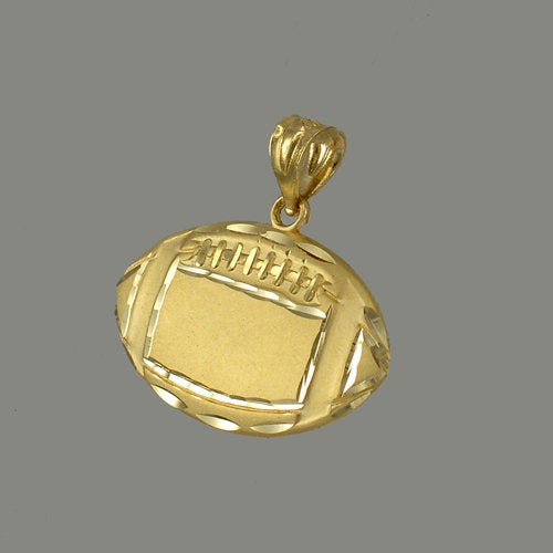 Satin Gold Football Pendant Necklace (yellow, white, rose, 14K, 10K) Karma Blingz