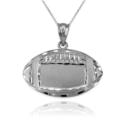 Satin Sterling Silver Football Pendant Necklace Karma Blingz