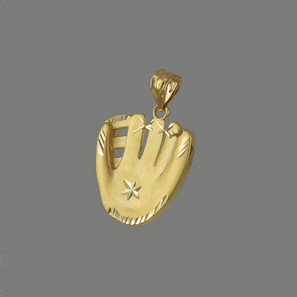 Gold Baseball Glove Satin DC Pendant Necklace (yellow, white, rose, 14K, 10K) Karma Blingz