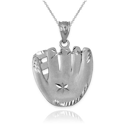 Sterling Silver Baseball Glove Satin DC Pendant Necklace Karma Blingz