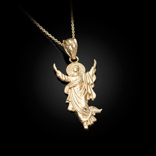 Gold Resurrection of Jesus Christ Pendant Necklace (yellow, white, rose gold, 10k, 14k) Karma Blingz