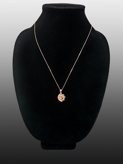 Gold Moon and Sun Face Celestial Pendant Necklace (yellow, white, rose gold, 10k, 14k) Karma Blingz