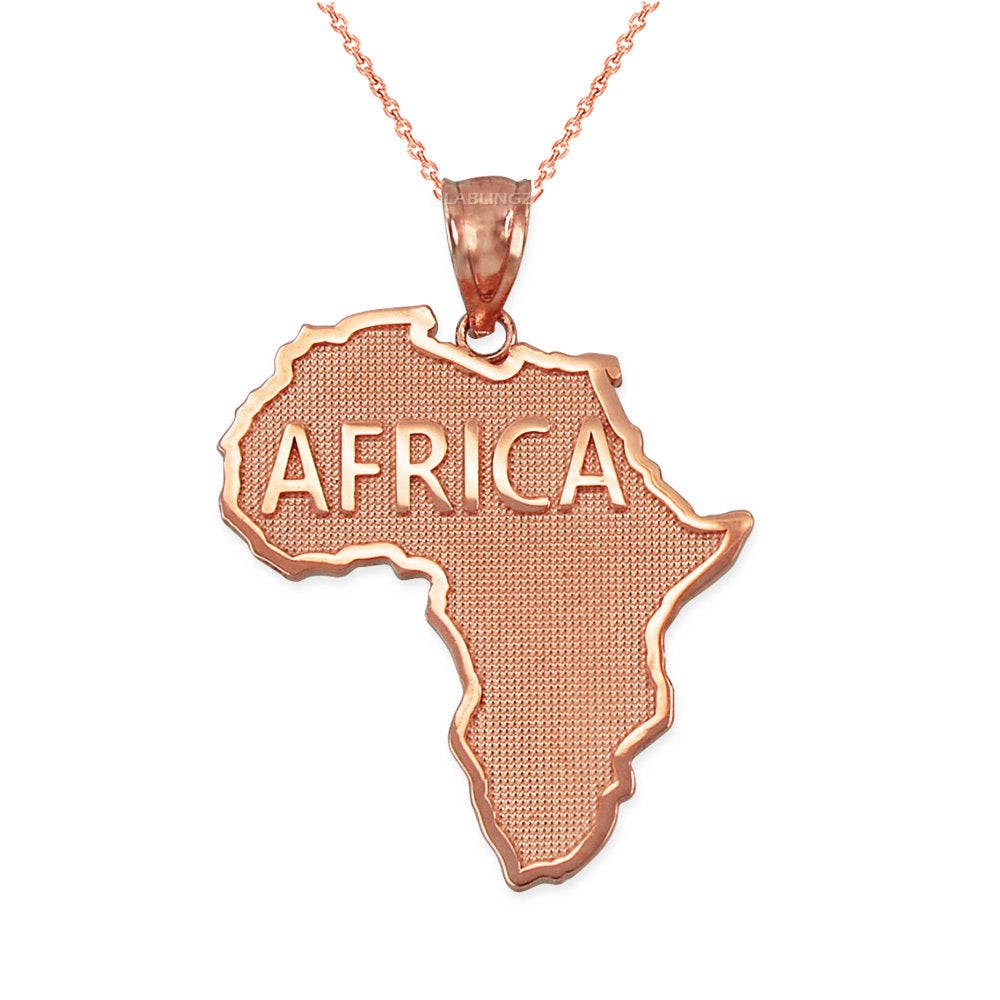 Gold AFRICA Pendant Necklace (10K, 14K, yellow, white, rose gold) Karma Blingz