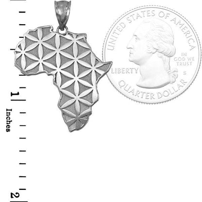 Sterling Silver Africa Map Flower of Life Pendant Necklace Karma Blingz