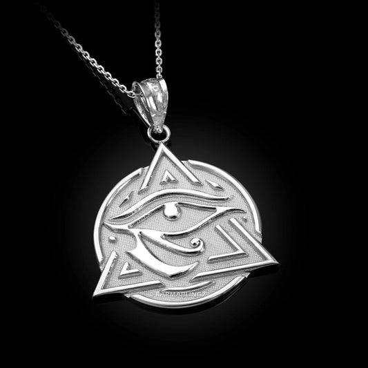 Sterling Silver All Seeing Eye of Horus Illuminati Pendant Necklace Karma Blingz
