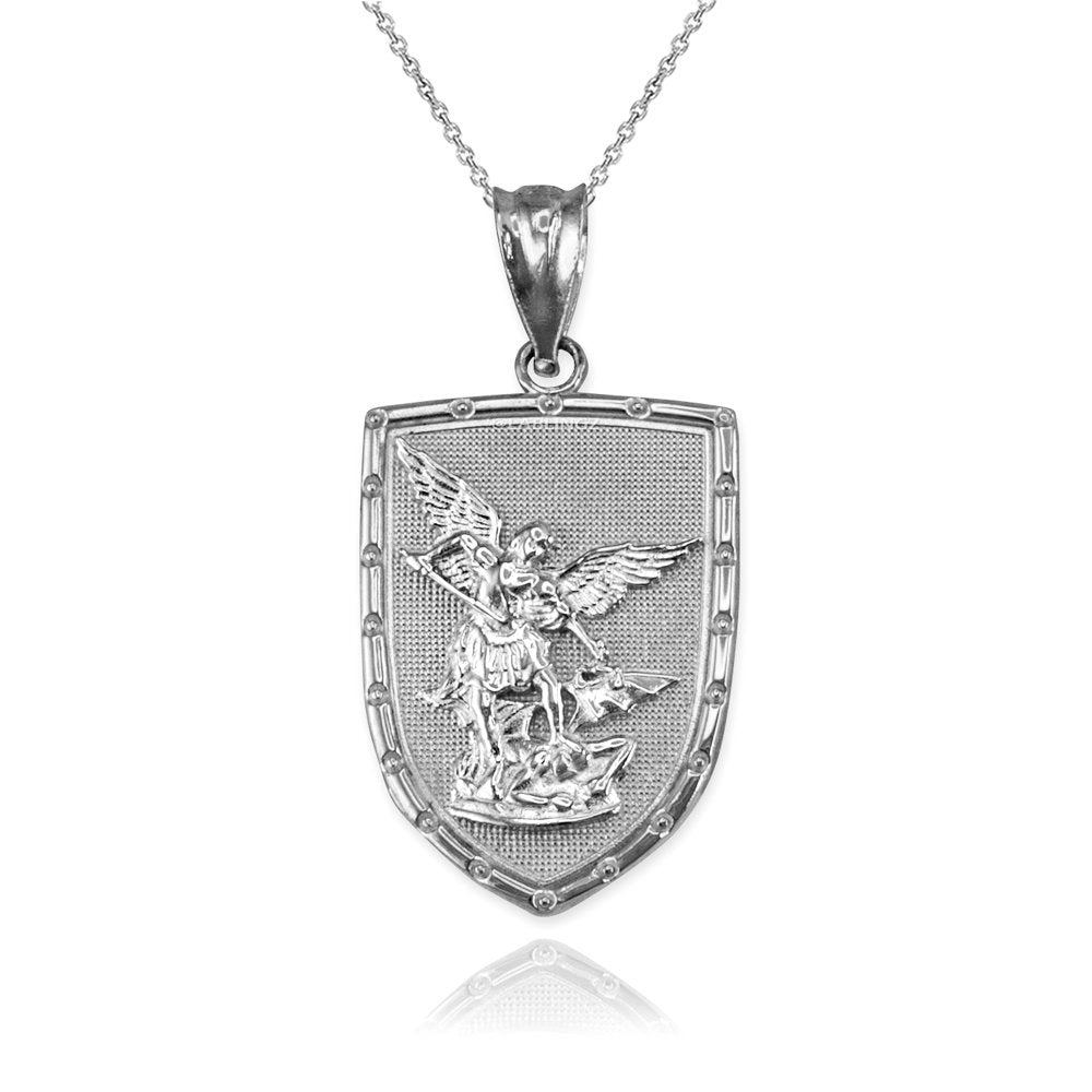 Sterling Silver St. Michael Protect Shield Pendant Necklace Karma Blingz