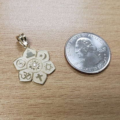 Gold Lotus of Peace Diamond Pendant Necklace (yellow, white, rose gold, 10K, 14K) Karma Blingz