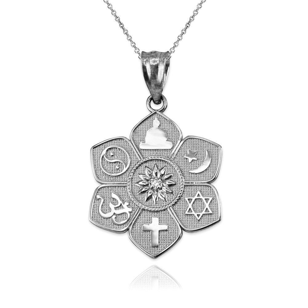 Sterling Silver Lotus of Peace CZ Pendant Necklace Karma Blingz