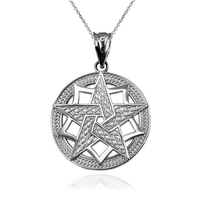 Gold Pentagram Medallion Pendant Necklace (10K, 14K, yellow, white, rose gold) Karma Blingz